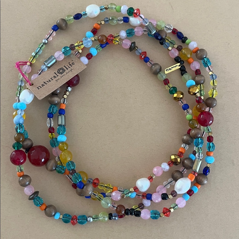 Natural Life Beaded Necklace multicolor NWT